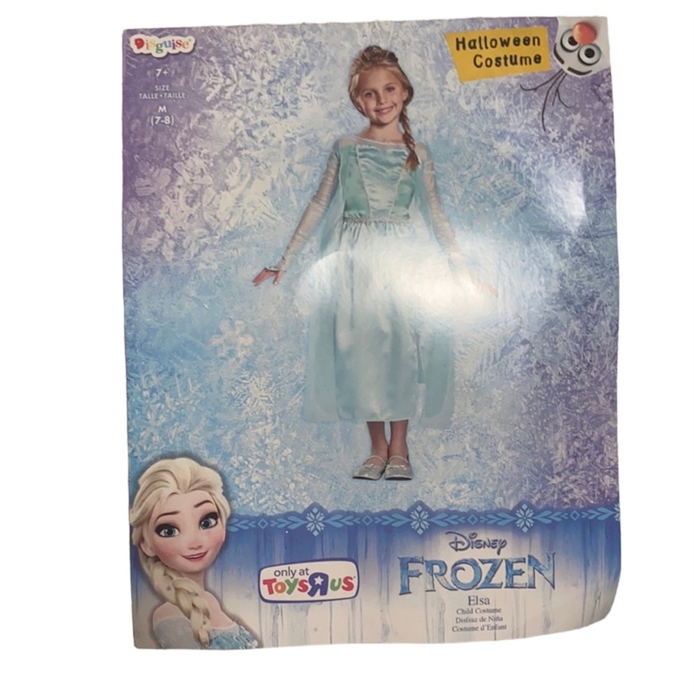 Disney Frozen Elsa Costume Dress Girls Size M 7-8 Disguise Blue Gown Cosplay